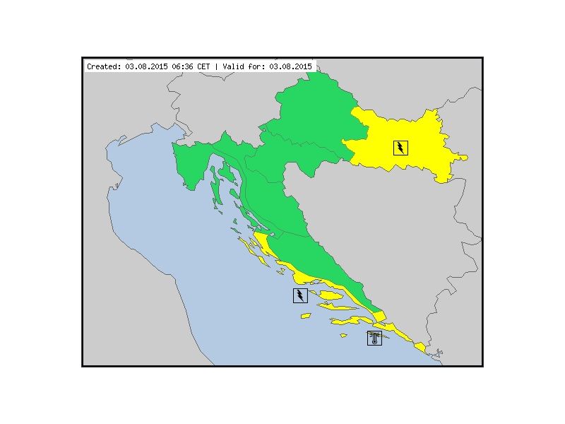 Meteoalarm DHMZ za 3. kolovoz