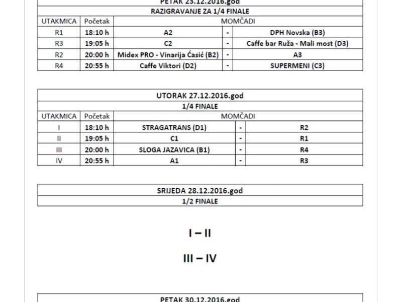 raspored za petak, 23. prosinca