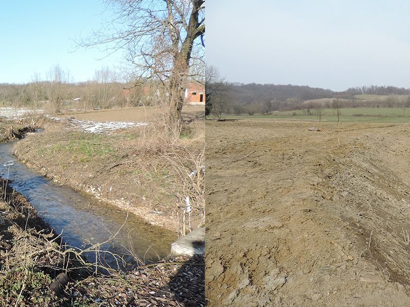 usporedba prije i poslije radova: potok u Kovačevcu
