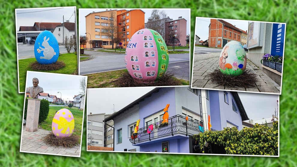 Uskrsne instalacije postavljene su na javnim površinama, ali i privatnim objektima / Compas.hr